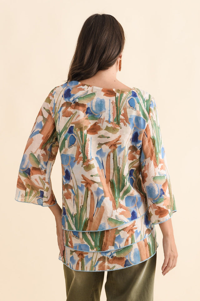 Phil Blue Watercolour Layered Top,Brunette model,alt text|model:MJ image 5