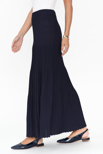 Marble - Navy Knitted Skirt