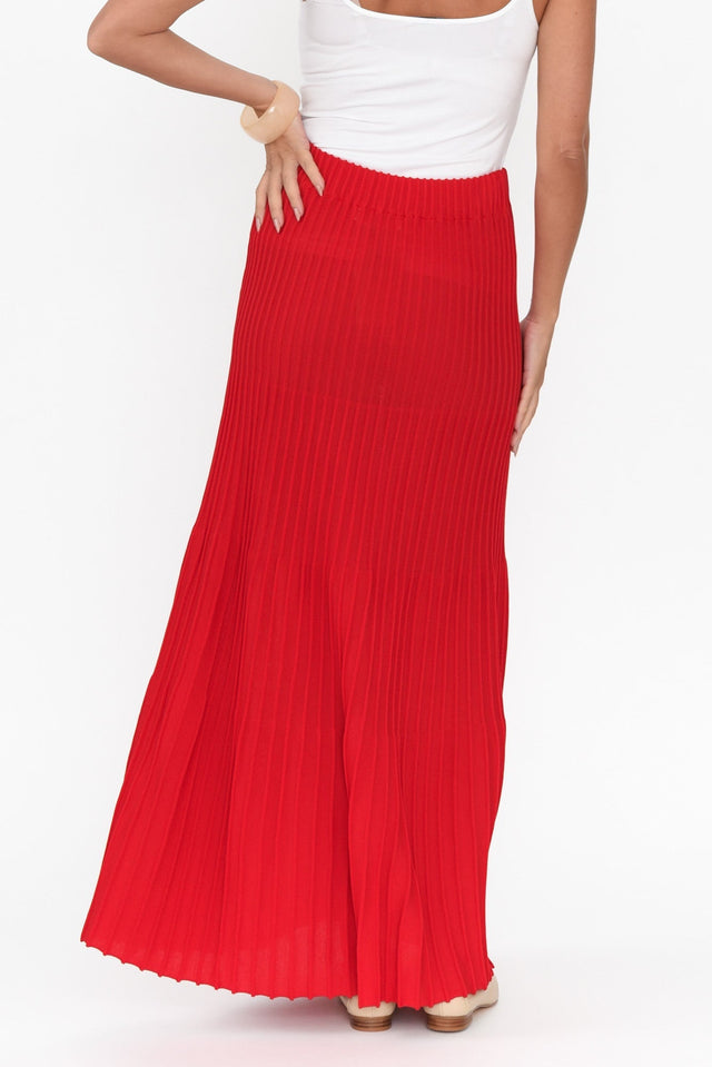 Pimm Red Knit Skirt,Brunette model,alt text|model:MJ image 6