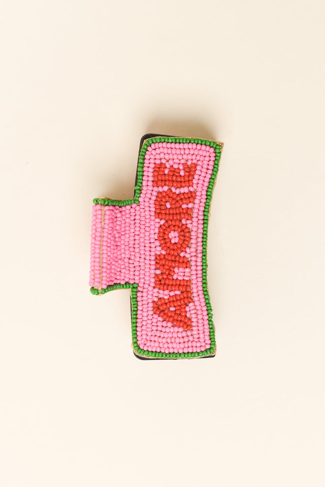 Pink Amore Beaded Claw Clip
