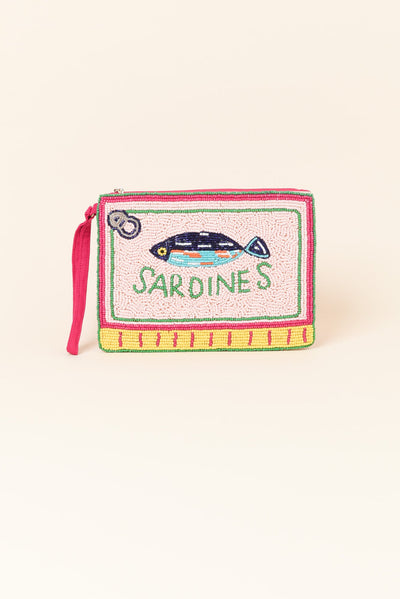 Pink Sardines Beaded Clutch