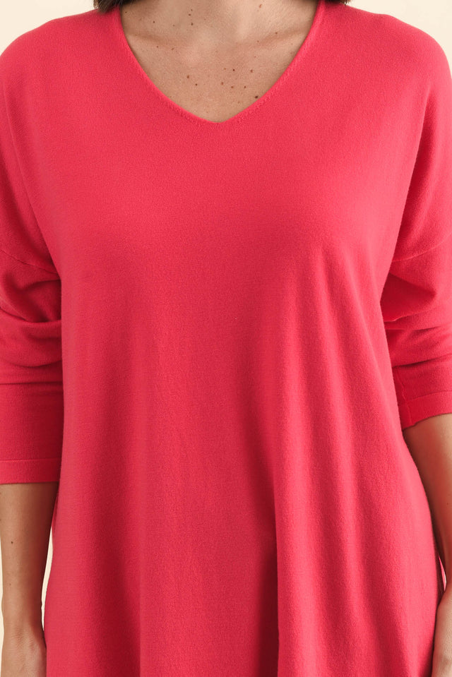 Piper Berry V Neck Knit Jumper,Brunette model,alt text|model:MJ image 7