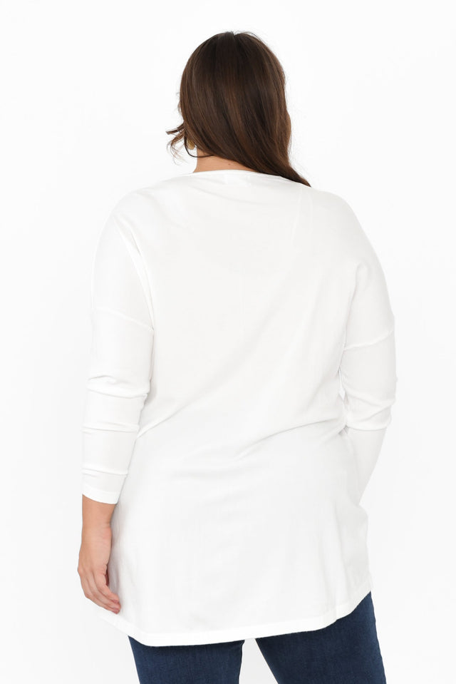 Piper White V Neck Knit Jumper,Brunette model,alt text|model:Gabby image 16