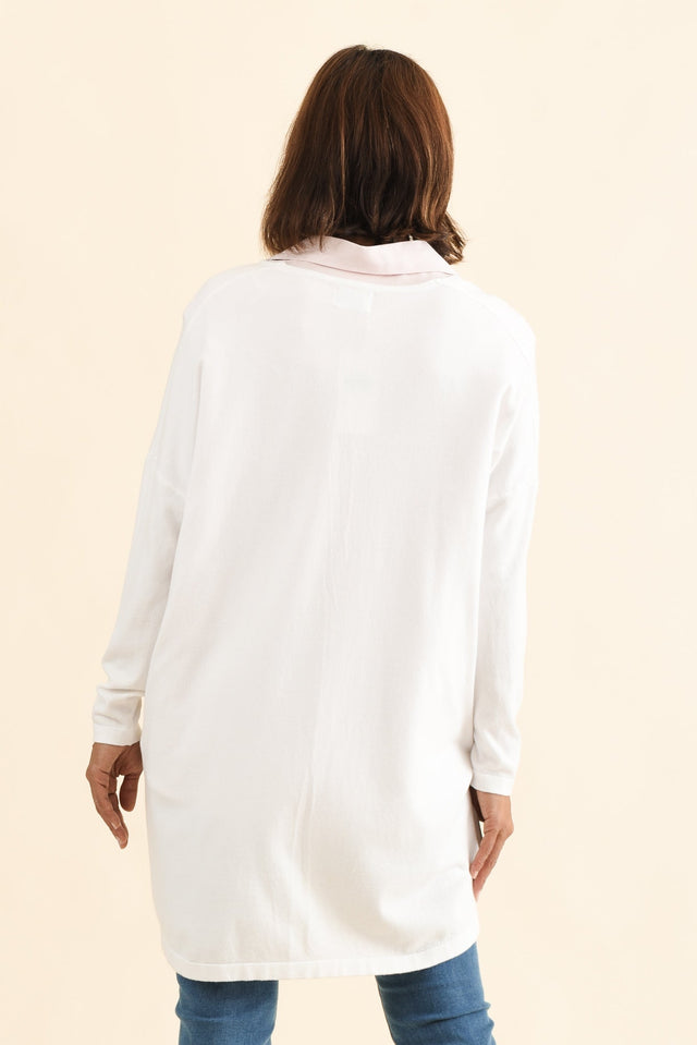 Piper White V Neck Knit Jumper,Back,Brunette model,alt text|model:Cara image 6