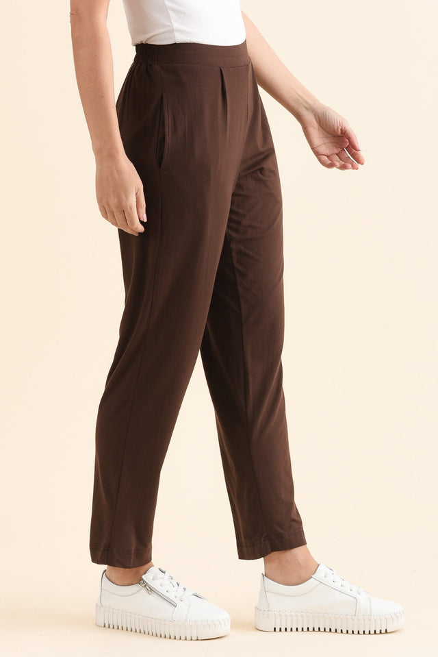 Polaris Chocolate Bamboo Pants,Side,Brunette model,alt text|model:MJ image 3