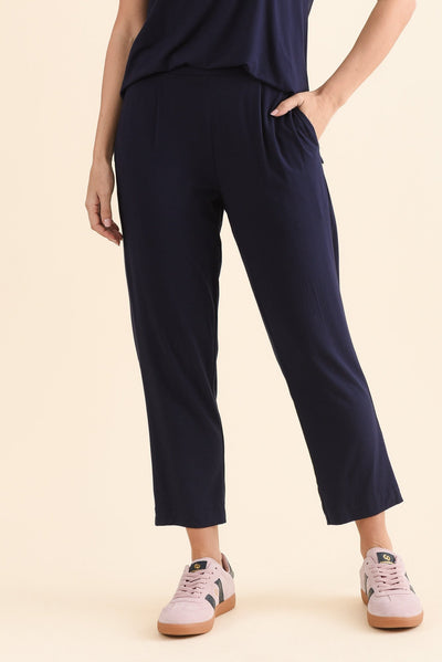 Polaris Navy Bamboo Cropped Pants