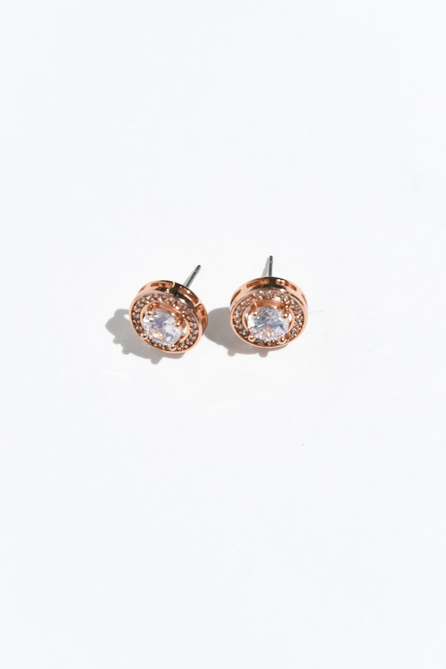 Posie Rose Gold Diamante Stud Earrings image 3