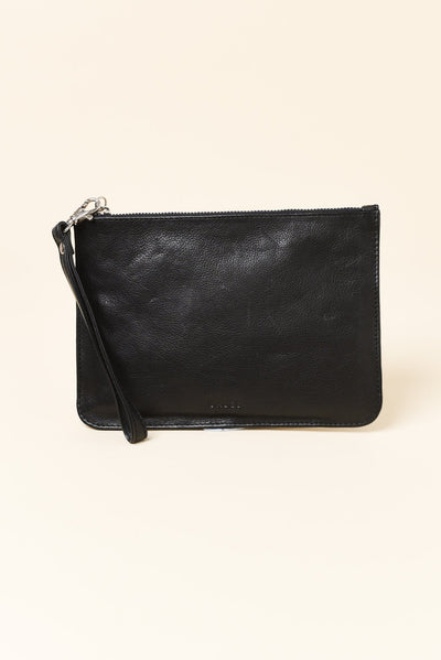 Queens Black Leather Clutch