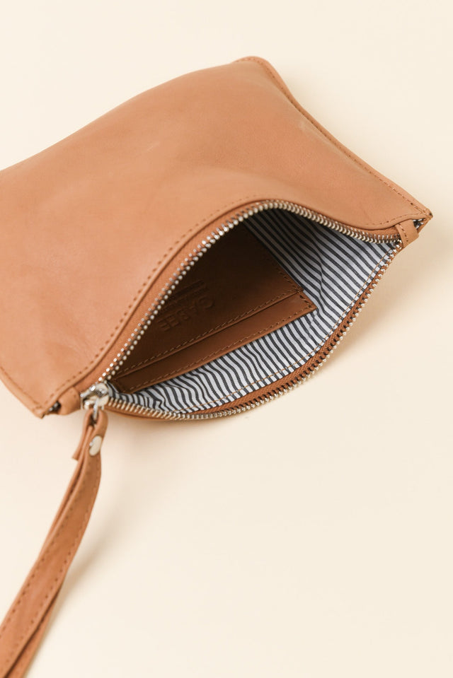 Queens Camel Leather Clutch image 3
