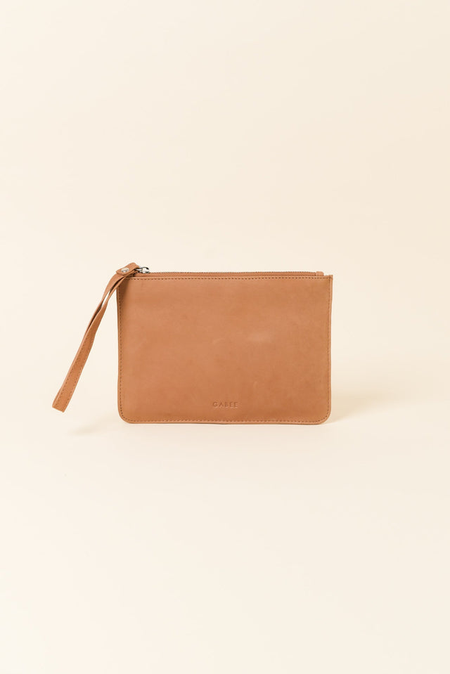 Queens Camel Leather Clutch image 1