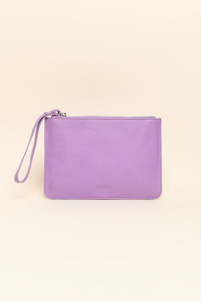 Queens Lilac Leather Clutch image 1