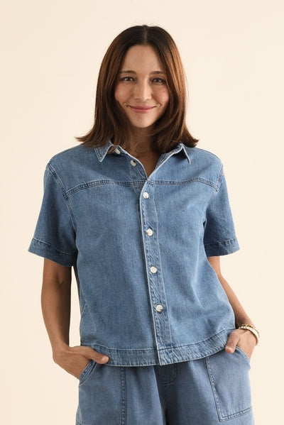 Quinn Blue Denim Collared Shirt