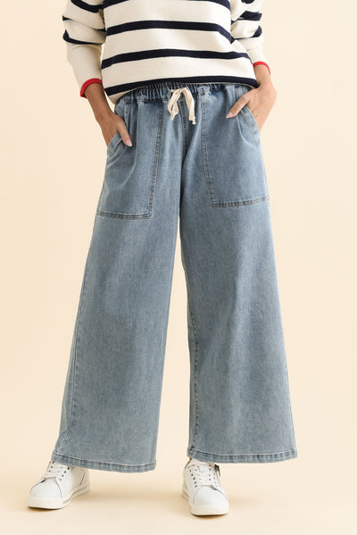 Quinn Light Blue Cotton Jogger Pants