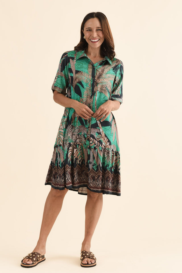 Randall Green Palm Pocket Dress,Full Body,Brunette model,alt text|model:Cara image 6