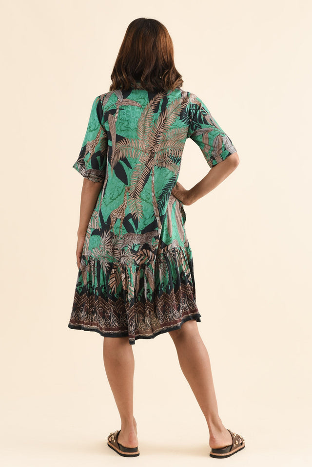Randall Green Palm Pocket Dress,Back,Brunette model,alt text|model:Cara image 4