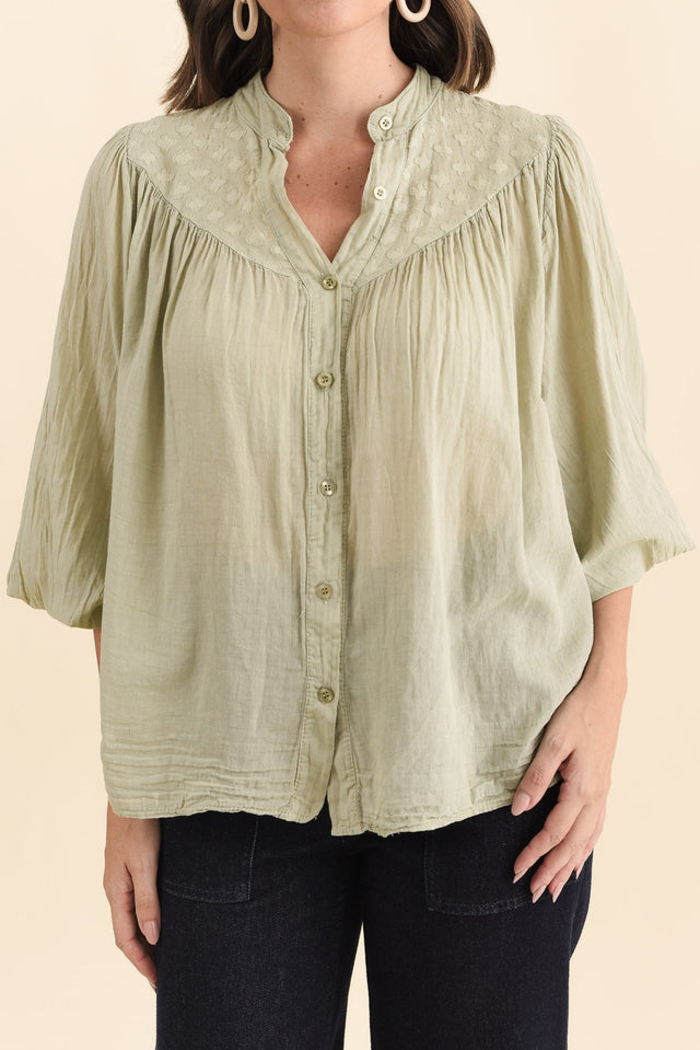 Randy Sage Cotton Blouse,Brunette model,alt text|model:MJ image 6