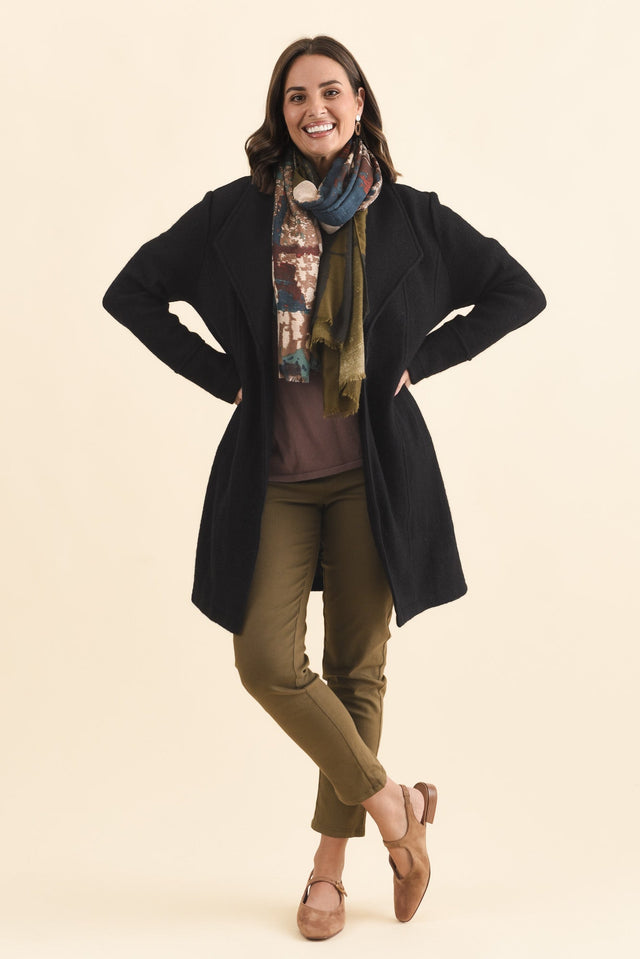 Raquel Black Wool Coat,Brunette model,alt text|model:MJ image 7