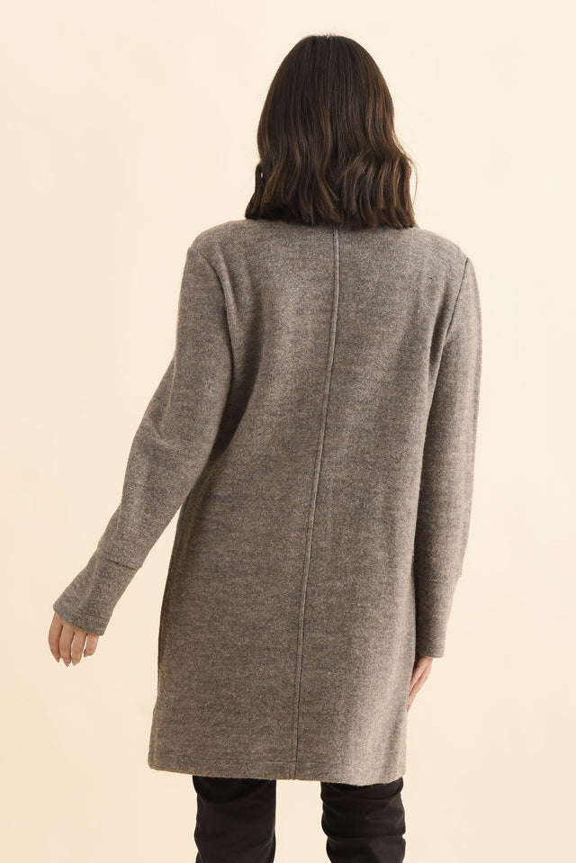 Raquel Taupe Wool Coat,Brunette model,alt text|model:MJ image 5