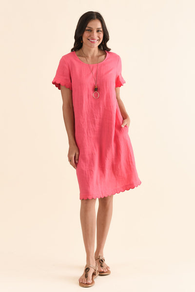 Ravello Melon Linen Pocket Dress