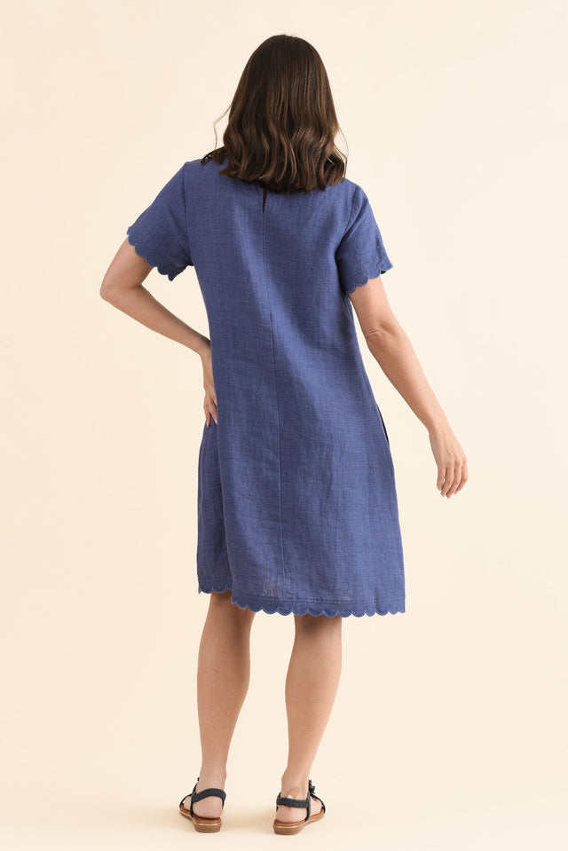 Ravello Steel Linen Pocket Dress,Back,Brunette model,alt text|model:MJ image 4