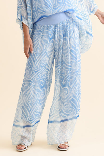 Reba Blue Swirl Silk Layer Pants