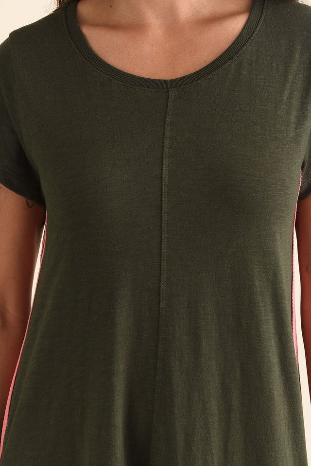 Recovery Khaki Trim Cotton Dress,Detail,Brunette model,alt text|model:Brontie image 5
