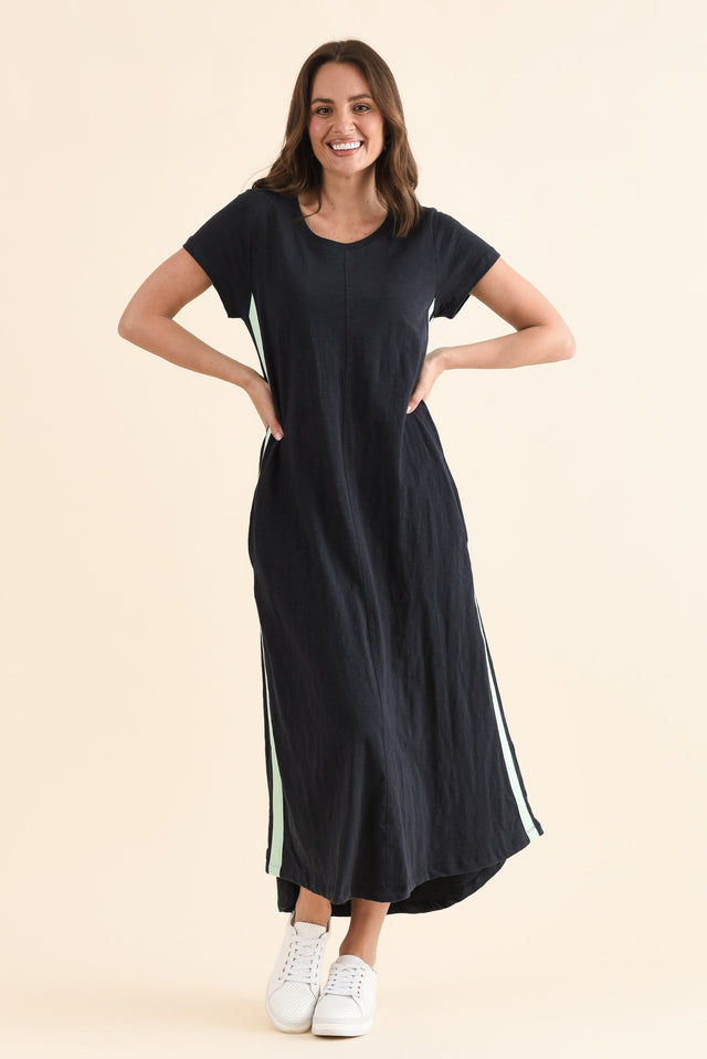 Recovery Mint Trim Cotton Dress,Full Body,Brunette model,alt text|model:MJ image 6