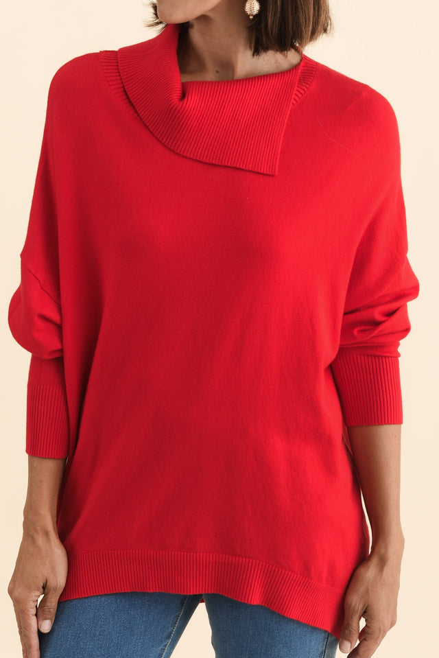 Renfrey Red Knit Jumper,Brunette model,alt text|model:Cara image 6