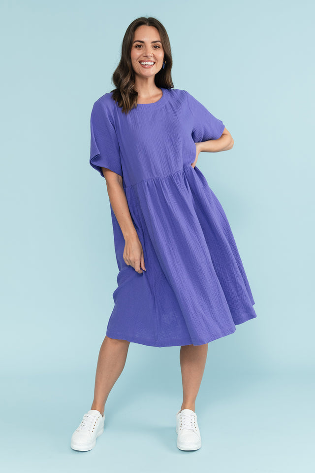 Cloud Gauze Purple Cotton Pocket Dress