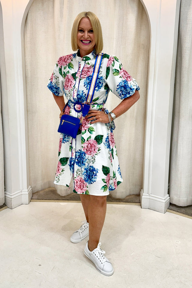 Malia White Flower Linen Cotton Dress