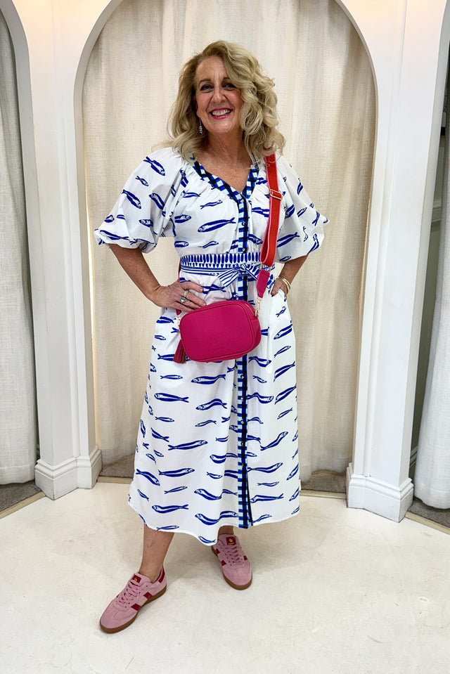 Florence Blue Sea Cotton Tie Dress image 7