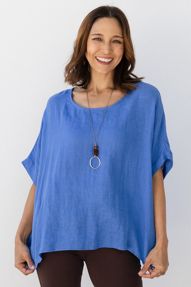Chaya Cobalt Linen Top,Lifestyle