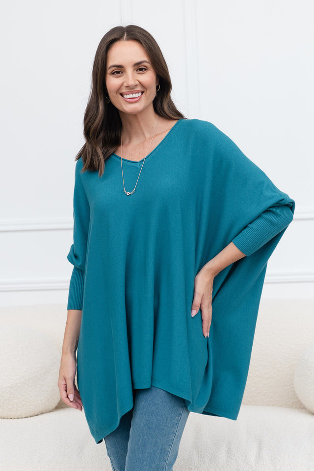 Nastia Teal Wool Blend Jumper