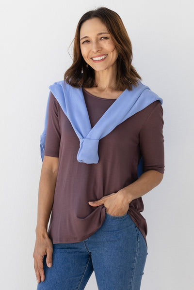 Maya Brown Half Sleeve Tee