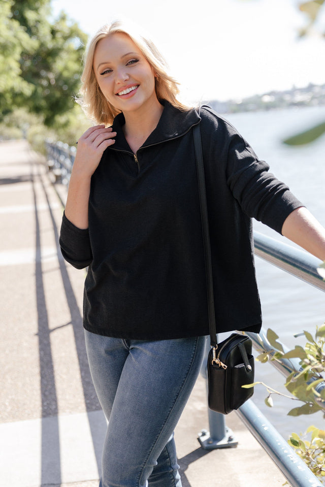 Etna Black Half Zip Sweatshirt