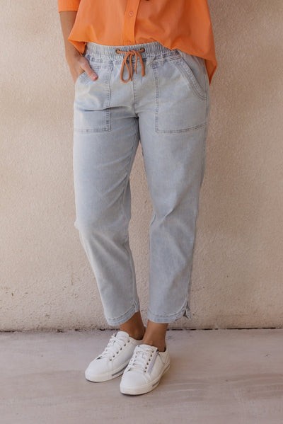 Orbe Light Blue Denim Drawstring Jeans