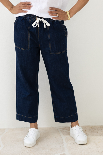 Gretal Dark Denim Cropped Pants