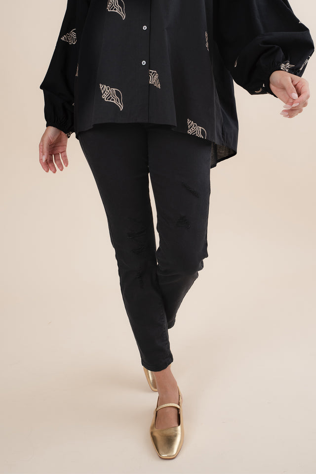 Zadie Distressed Black Stretch Jeans