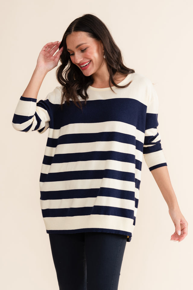 Shonda Navy Stripe Knit Jumper