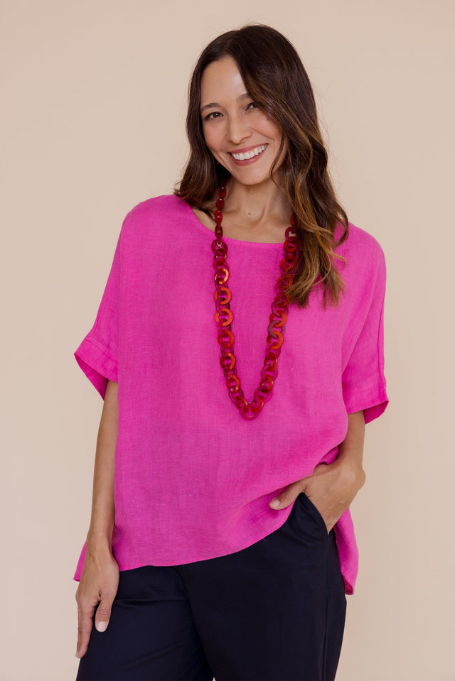Chaya Hot Pink Linen Top