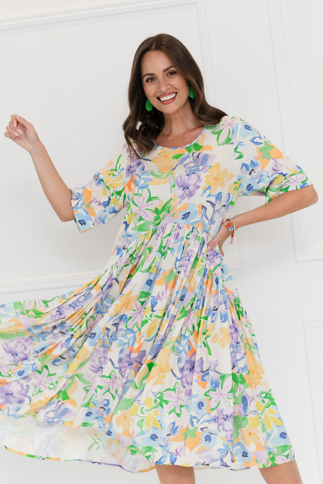 Kiana Purple Floral Peak Dress