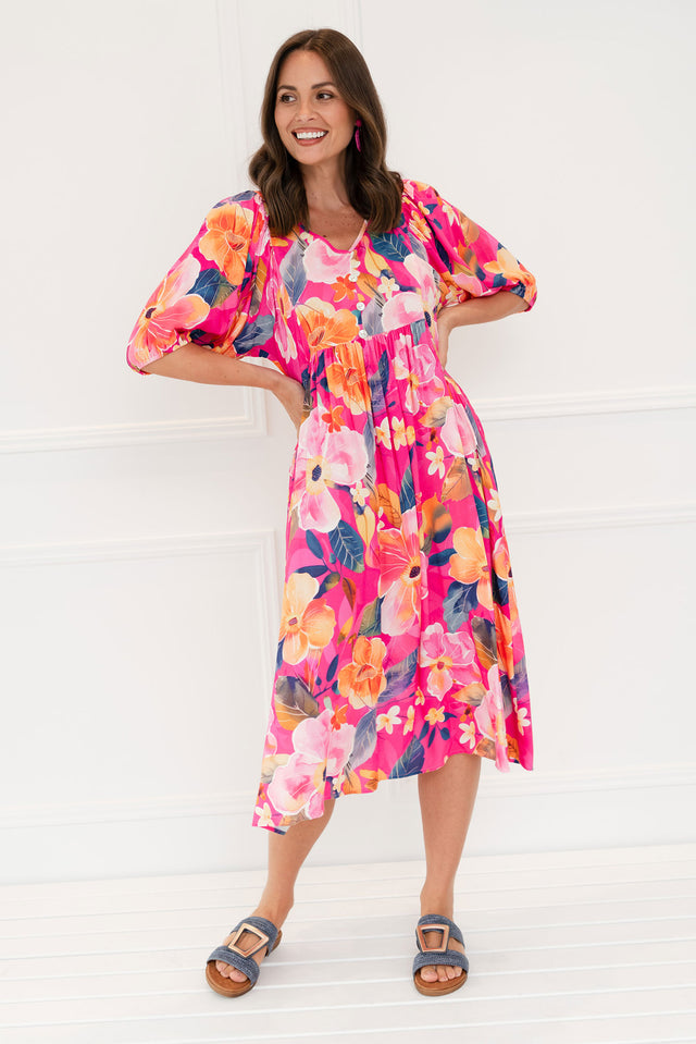 Pansy Pink Floral Pocket Dress