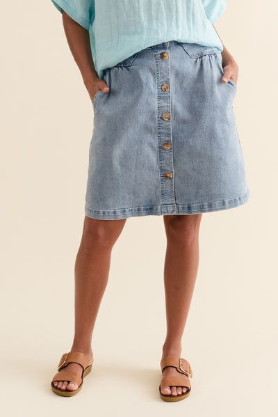 Amanda Vintage Blue Stretch Denim Skirt