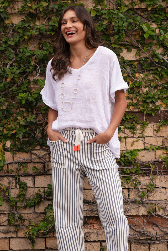 Oversized Anna White Linen Tee