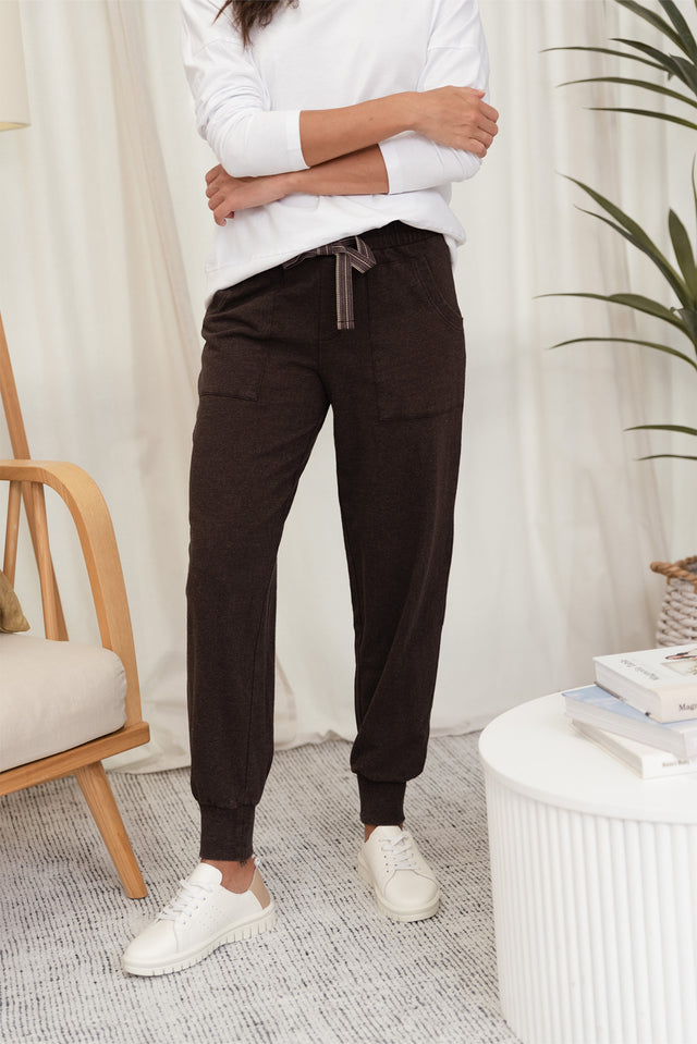 Hatia Brown Cotton Tie Sweatpants