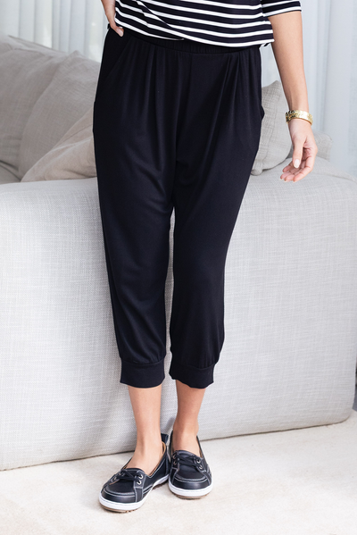 Louis Black Cropped Jogger Pants