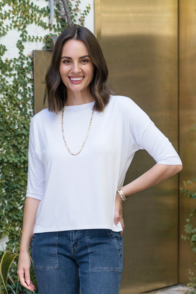 Camila White Bamboo Top,Lifestyle