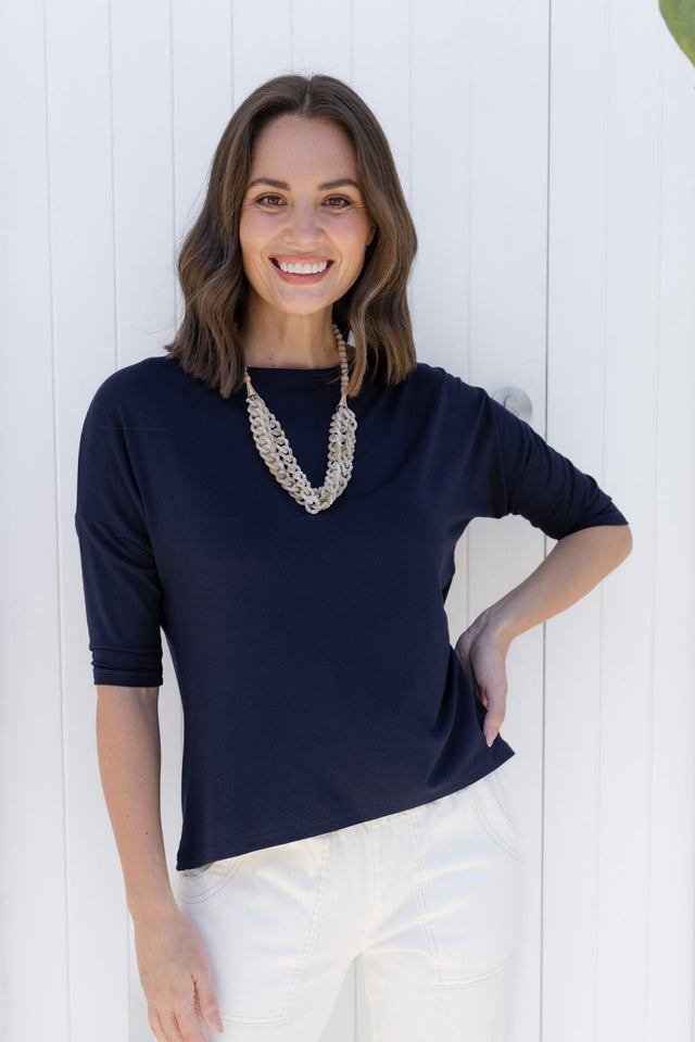 Camila Navy Bamboo Top,Lifestyle