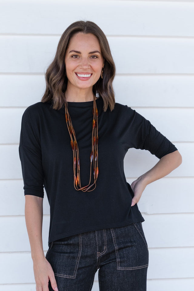 Camila Black Bamboo Top,Lifestyle