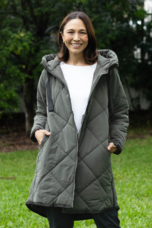 Koami Charcoal Quilted Hooded Coat image 1
